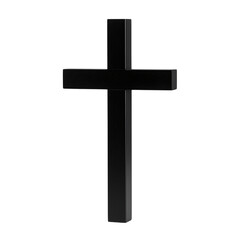 Black wooden cross isolated on transparent background