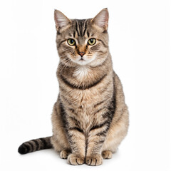 tabby cat on white background