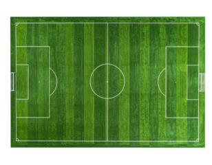 Soccer field from above - texture playground Isolated on Transparent or White Background