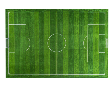Soccer field from above - texture playground Isolated on Transparent or White Background