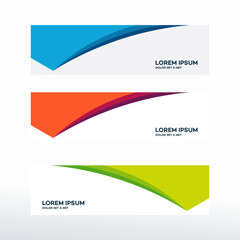 Three colorful banner templates with curved shapes.