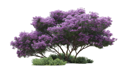 Purple Flower Shrubbery field Isolated on transparent or white background 
