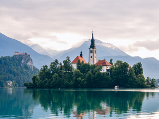 Lake Bled, Slovenia. Church on Bled Island