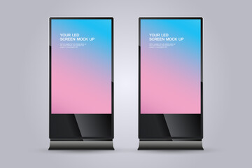 Set of two LED screens for Digital Signage Stand Mockup, Two Technology LED screens mock up on white background. used in advertising space vector illustration