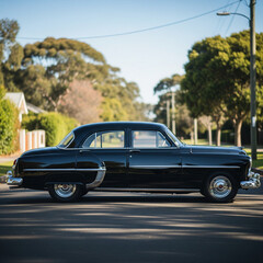 Classic cars in black on the street