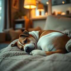 dog, pet, bed, puppy, animal, sleeping, woman, canine, terrier, sofa, breed, mammal, child, sleep, home, cat, blanket, adorable, brown, domestic