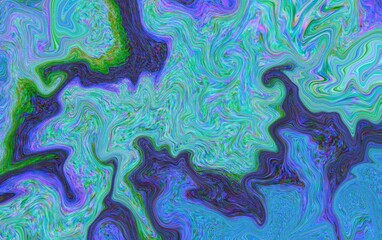 Abstract Psychedelic Marble Swirls in Blue and Green 