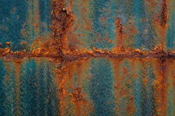 Close up image showcasing a rusty metal surface with intricate details and textures.