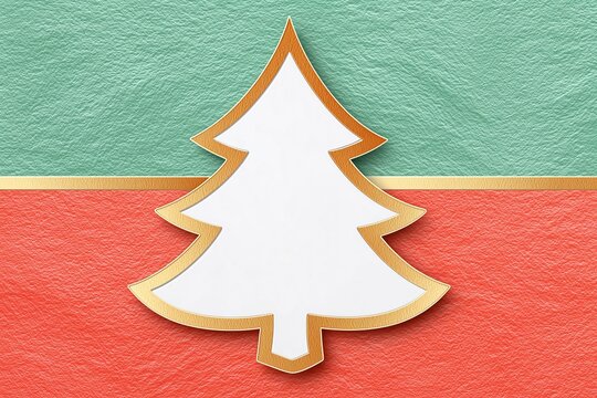The paper card showcases a festive Christmas tree design with copy space for holiday greetings