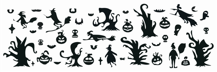 Set of Halloween Silhouette I...