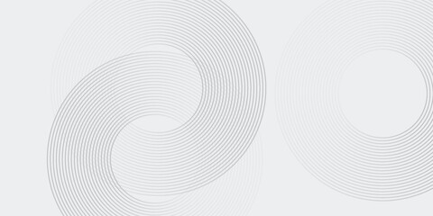 Abstract white glowing geometric lines on gray background. Modern shiny blue circle lines pattern. Futuristic technology concept. Suit for cover, poster, banner, brochure, header, website vector. 