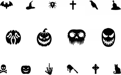 halloween faces silhouette.eps