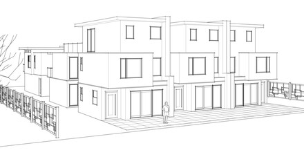 townhouse cottage town concept 3d illustration