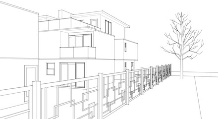 townhouse cottage town concept 3d illustration