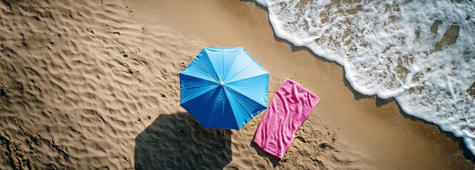 umbrella on the beach in summer with copy-space