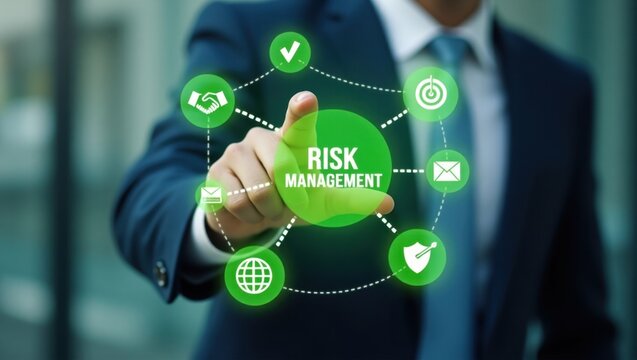 Person touches a risk management interface.