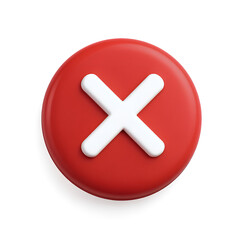Obraz premium Red circle button with white x mark icon