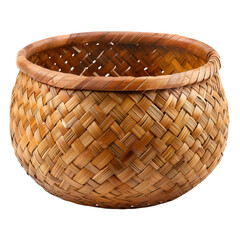 Intricately Woven Brown Bamboo Basket