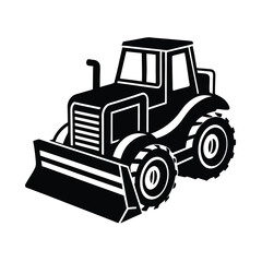 Naklejka premium Bulldozer machine vector silhouette