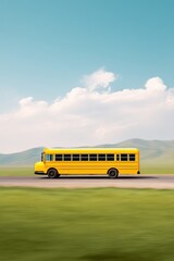 Bus in motion with low rolling noise, Electric school bus