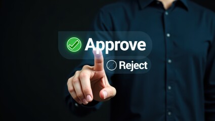Person selecting approve option on a digital interface.