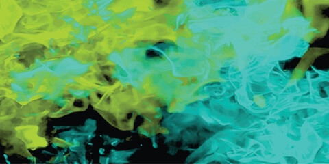 Abstract composition of fluorescent colors and swirls displaying energy and movement against a dark background for creative designs