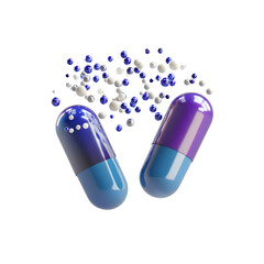 Blue capsule isolated on white background
