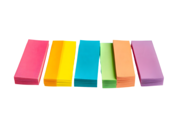 set of colorful sticky notes isolated on white or transparent png