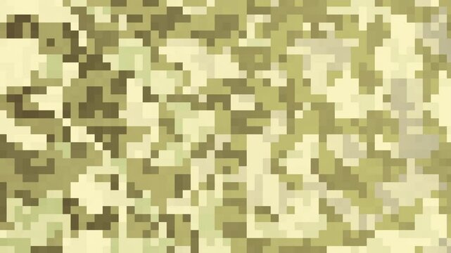 Military pixel flecktarn camouflage green grey khaki woodland camo texture pattern horizontal banner illustration wallpaper. Loop animation