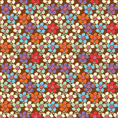 Floral botanical vector texture pattern with flowers and leaves. Seamless pattern can be used for wallpaper, pattern fills, web page background, surface textures.
