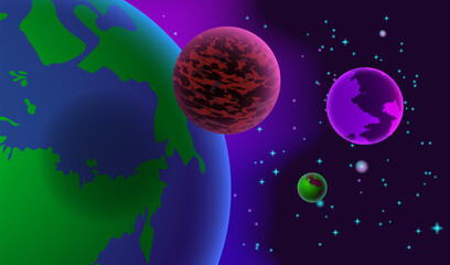 Space background. Planets and stas in the Universe