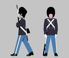 Changing of the Royal Guard. Amalienborg Palace, Copenhagen, Denmak
