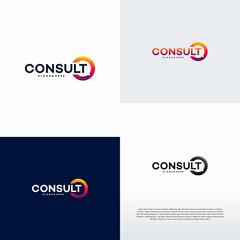 Colorful  design featuring a speech bubble and the word 