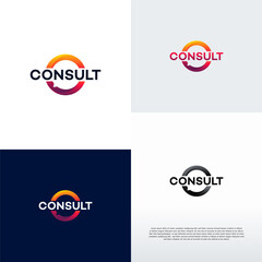 Modern  design featuring a circular graphic and the word 