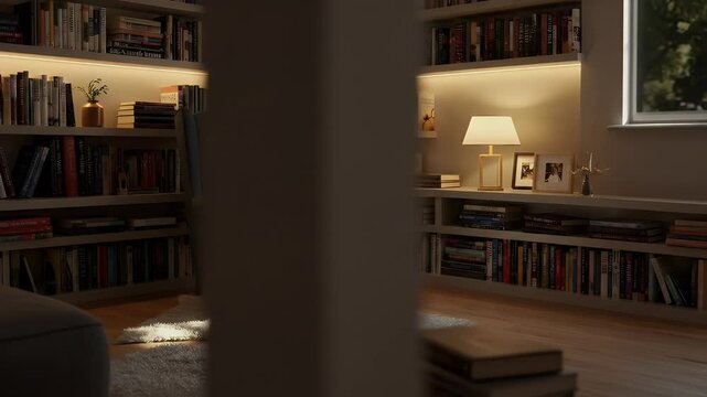 Cozy corner library reading nook