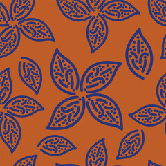 Seamless floral pattern, colorful ditsy print, abstract ornament in retro folk motif. Pretty decorative art botanical design of hand drawn large, small flowers, leaves, wild herbs. Vector illustration