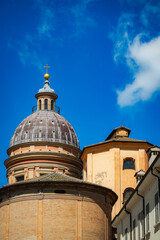 Baroque-style dome and architecture in the historic center of Reggio Emilia, Italy