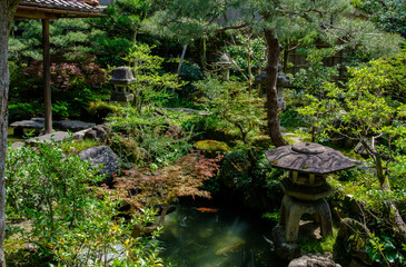 Peaceful historical natural park in Japan