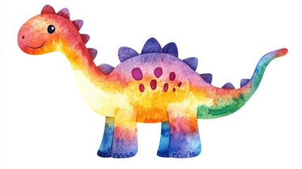 Naklejka premium A cute watercolor dinosaur, perfect for parties. 