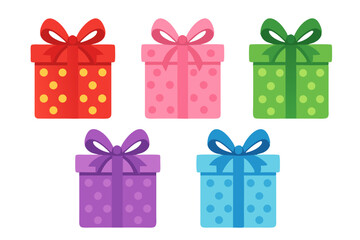 Conjunto de &iacute;cones de caixas de presente em cores variadas svg