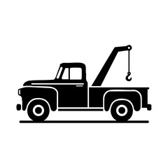 Naklejka premium Vintage tow truck icon in black minimalist style with a hanging hook.