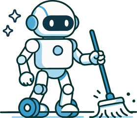 Robot Chef Cooking with Frying Pan Illustration