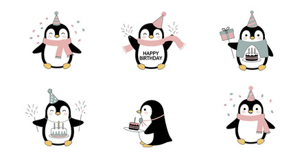 Adorable Penguin Birthday Illustrations Six Cute Penguin Designs for Celebrations