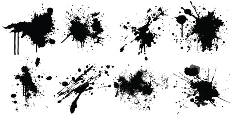 Obraz premium Abstract Black and White Ink Splats Creating a Grunge. ink splat 