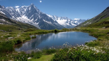Alpine Lake with Mountain Reflection