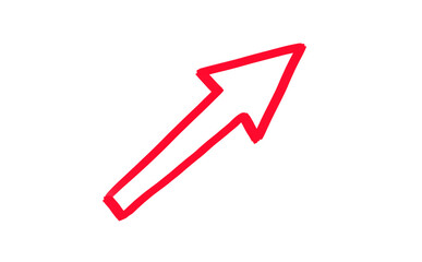 Red arrow rising to the right. Watercolor illustration.	
