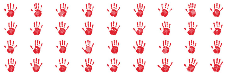 Fototapeta premium Red Handprint Pattern Silhouette Set. Artistic Expression And Creative Design Symbol Collection. Decorative And Educational Use. Isolated Vector Illustration