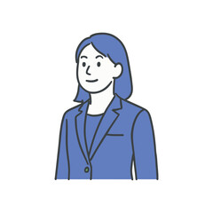 Minimalist flat vector illustration of a confident businesswoman in a blazer, symbolizing leadership, professionalism, career success, and modern corporate identity