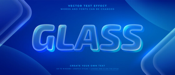 Glass text effect on a blue gradient abstract background