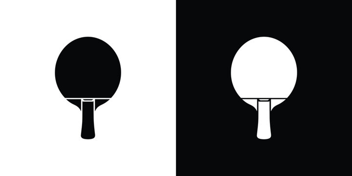 Ping Pong Paddle in Black and White Split Screen, Inverted Colors Design